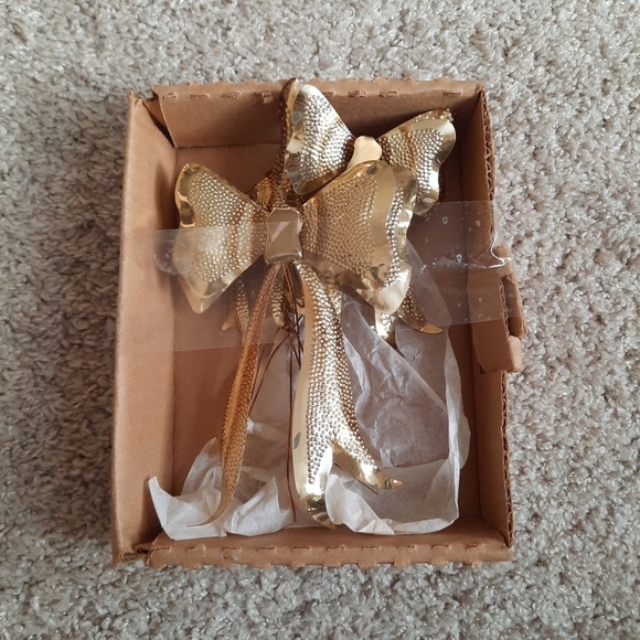 Vintage pebbled brass copper metal wall hanging bows graduating size set… - Picture 7 of 7